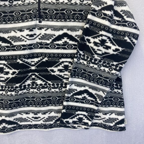 Eddie Bauer Fleece Half Zip Pullover Sweater Womens 2XL Black White Aztec Winter - Picture 7 of 15